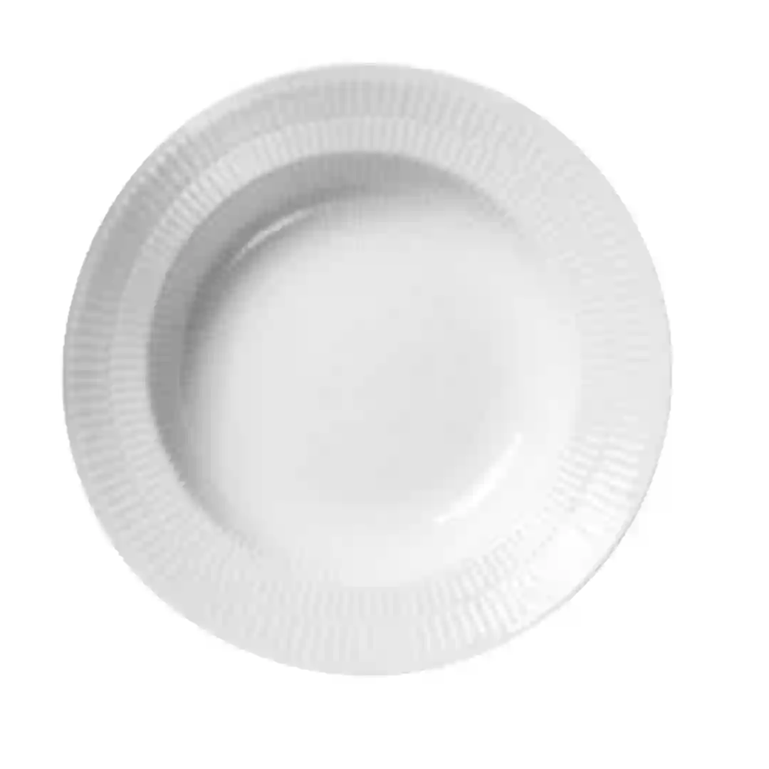 Tallerken Dyb Hvid Riflet