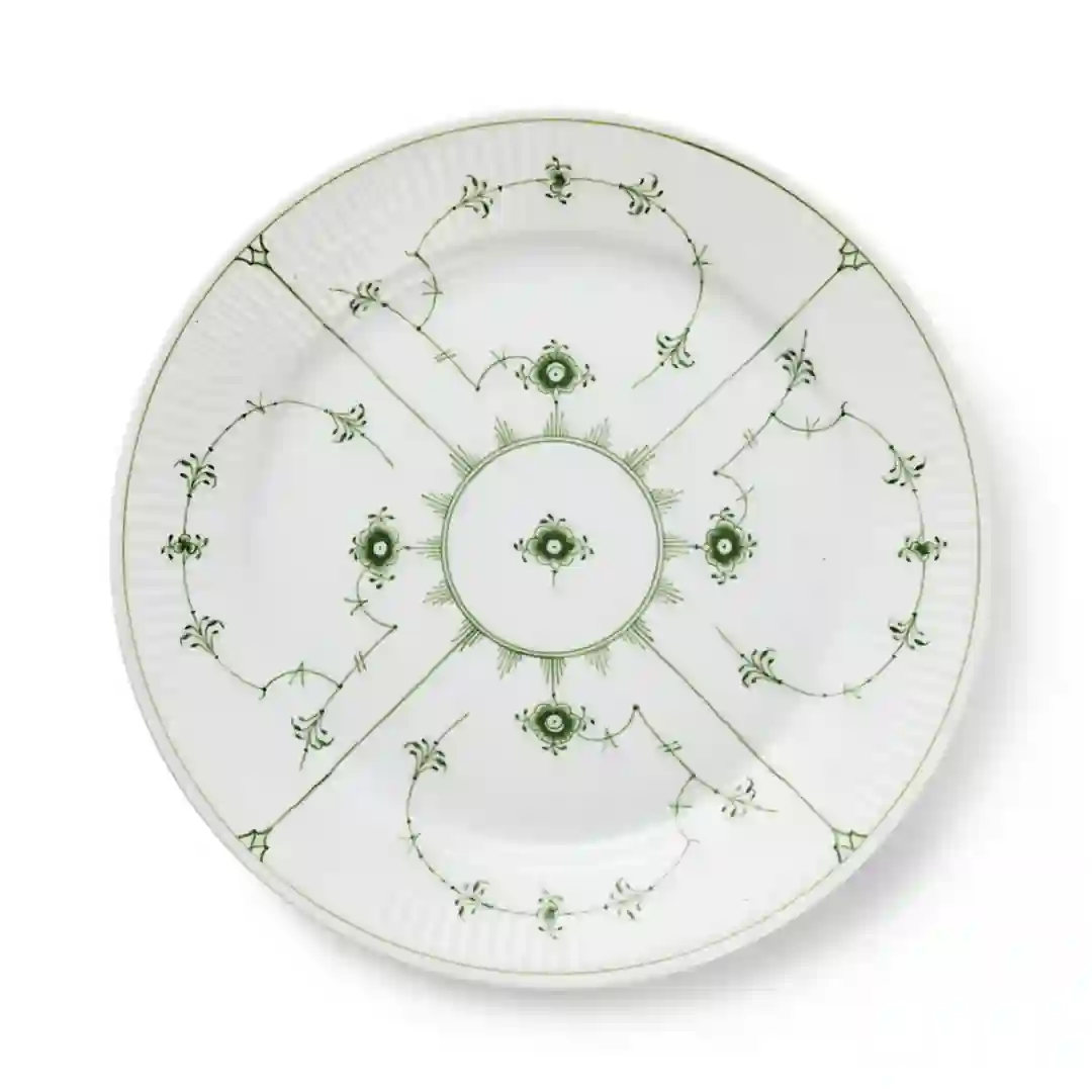 Tallerken Flad Green Fluted