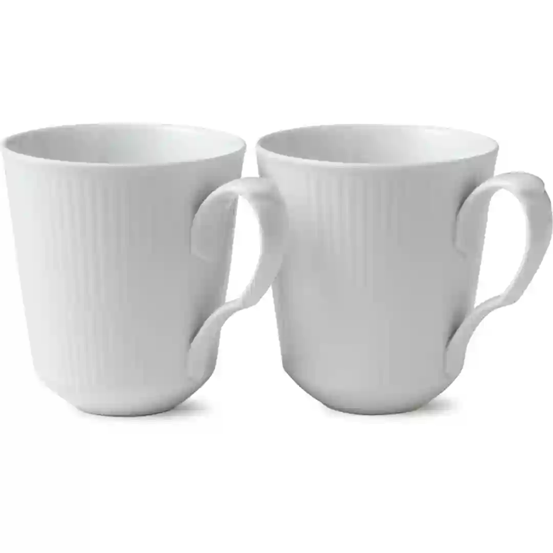 Krus 2-pak Hvid Riflet