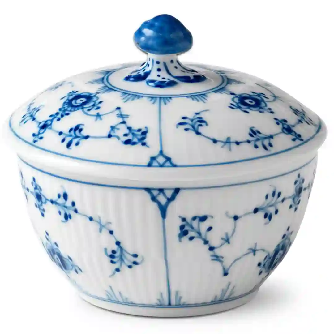 Sukkerskål Musselmalet Riflet