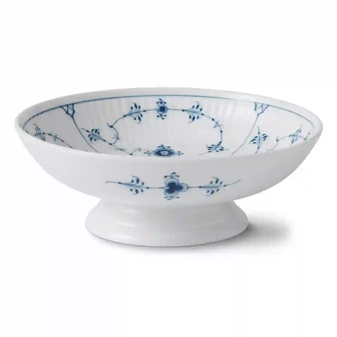 Skål På fod Musselmalet Riflet