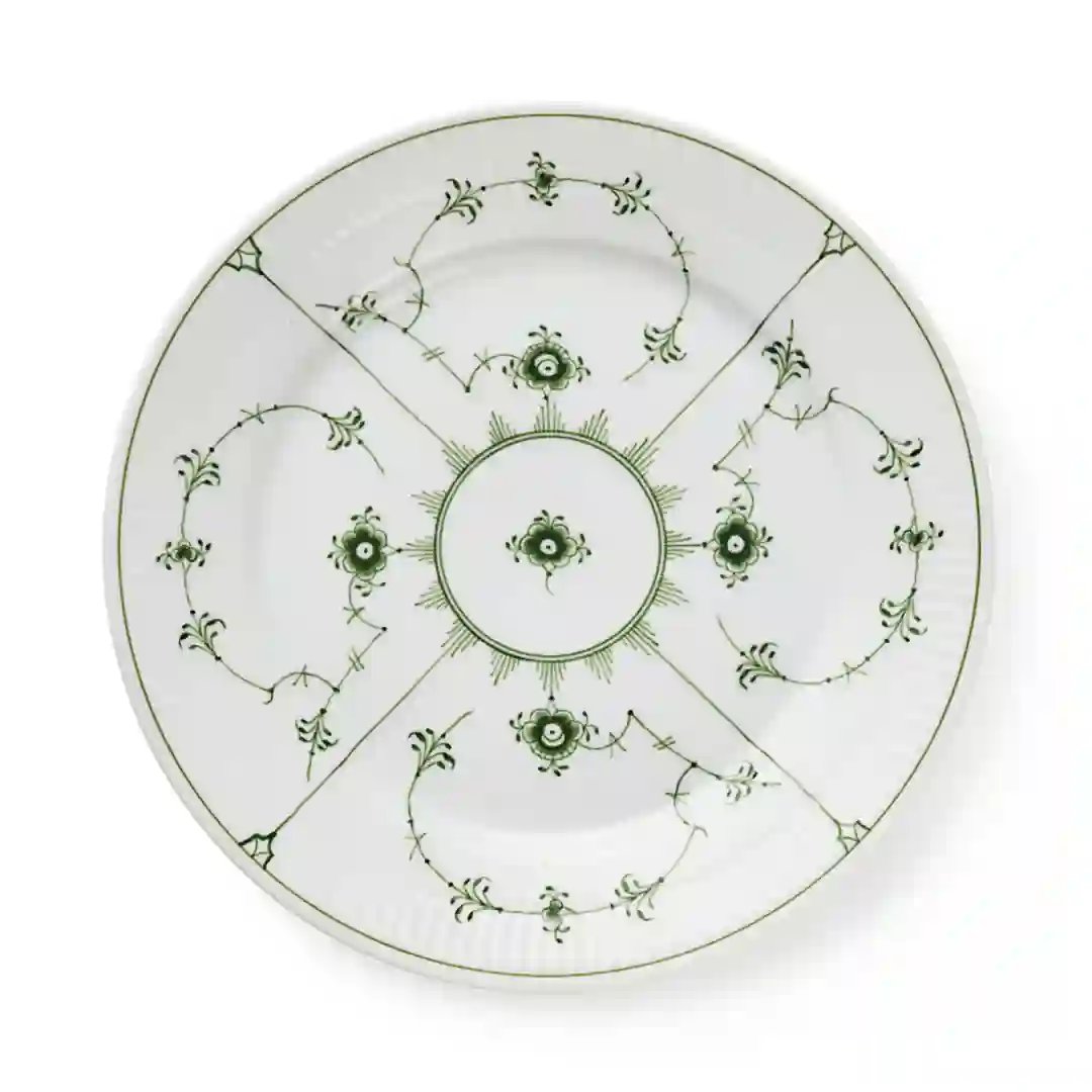 Tallerken Flad Green Fluted