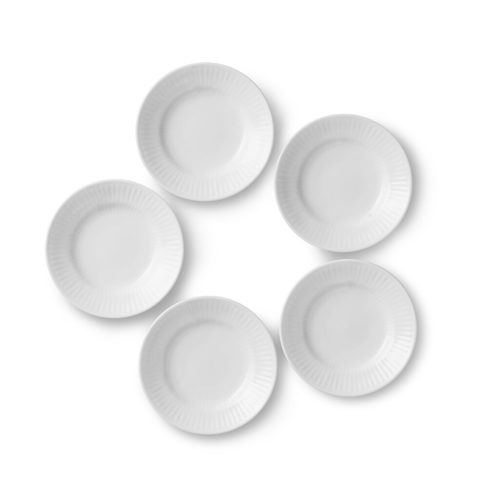 Tallerken 5/pak Hvid Riflet