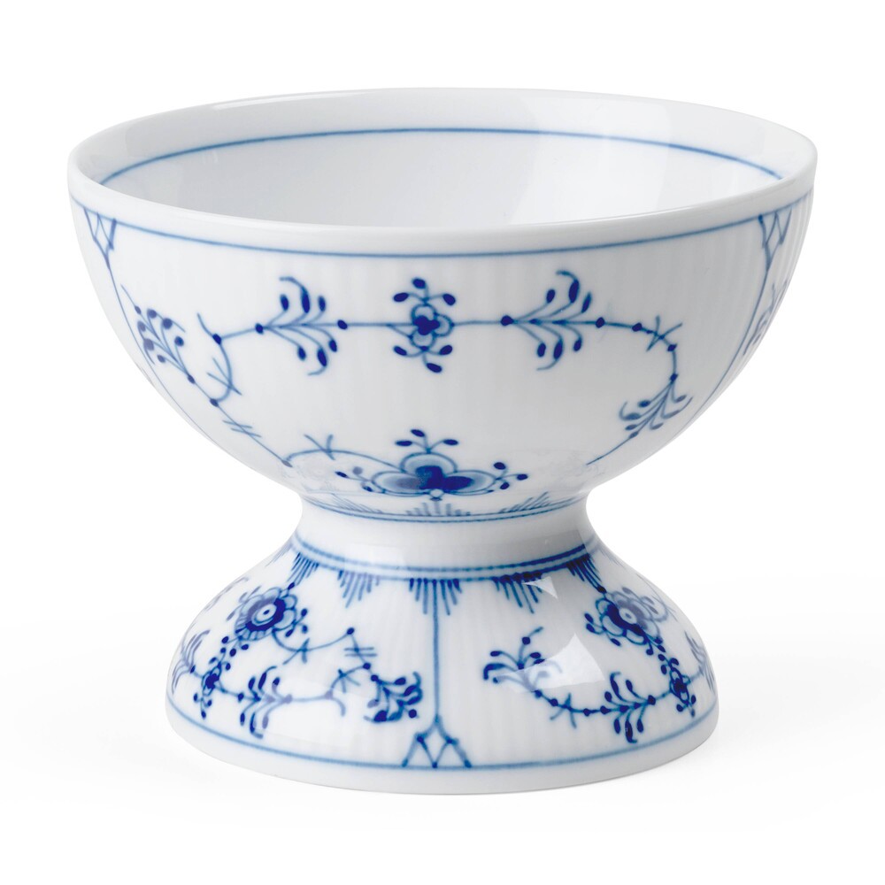 Skål På fod Musselmalet Riflet