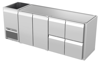 Køledisk 2 døre, 4 skuffer Bar