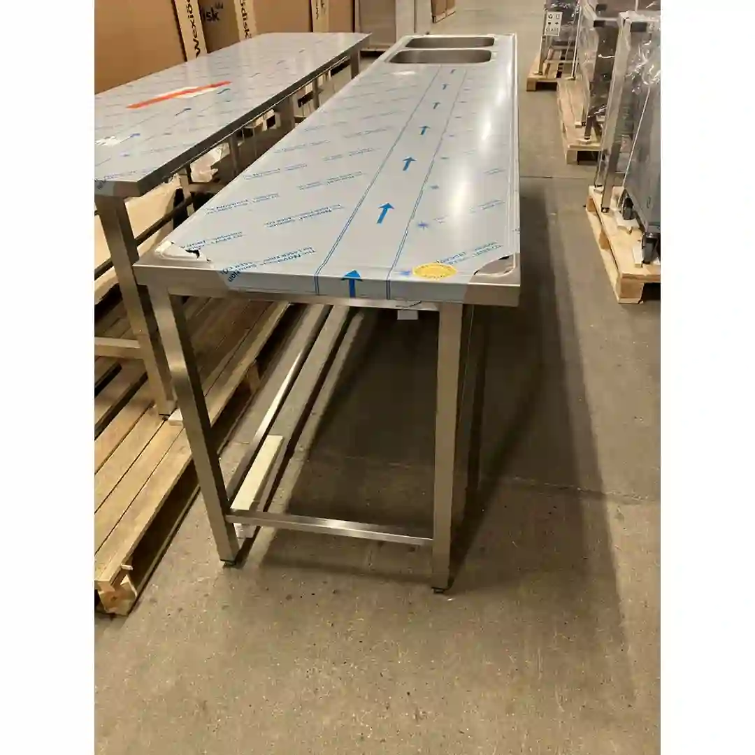 Rustfrit bord 2 vaske 3500x700